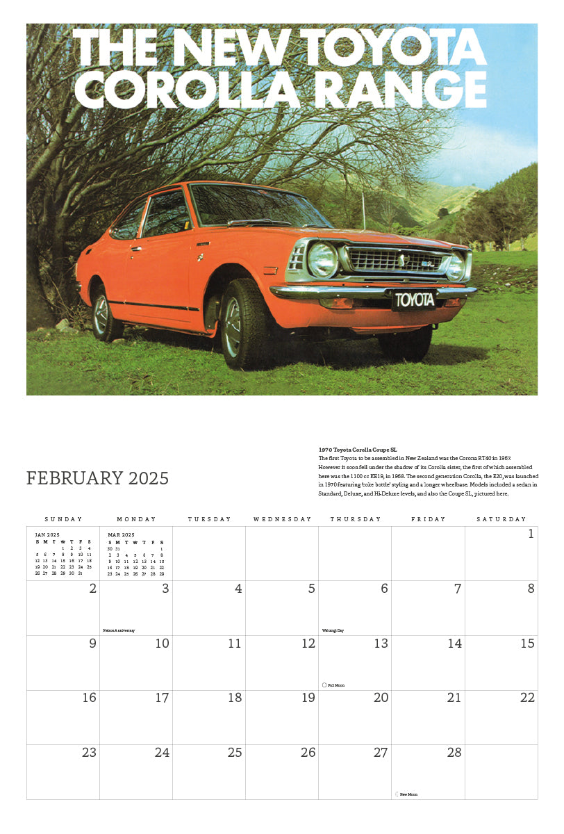 2025 Classic New Zealand Cars Calendar