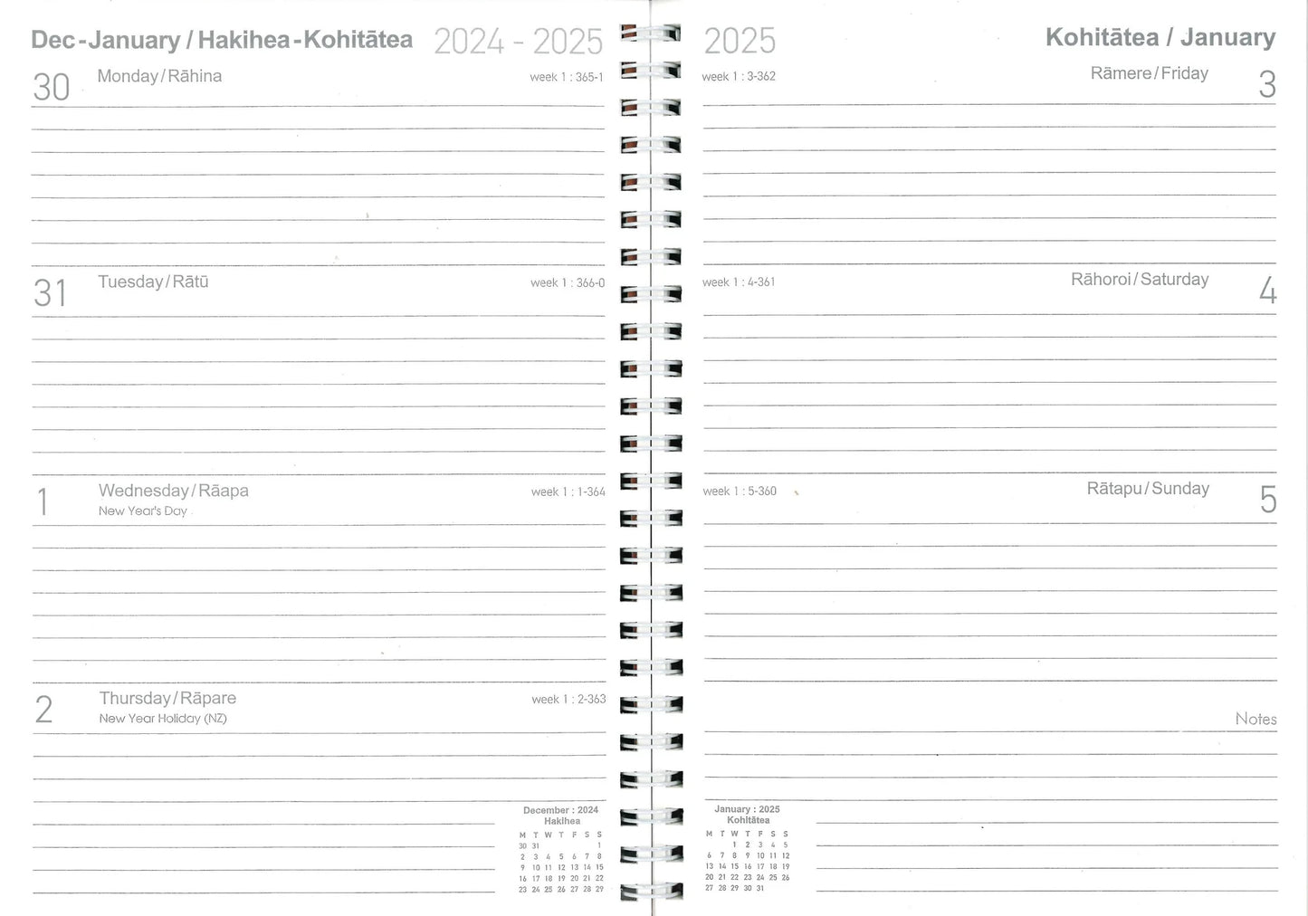 Diary 2025 Collins Kanuka Kereru A53 Week to View