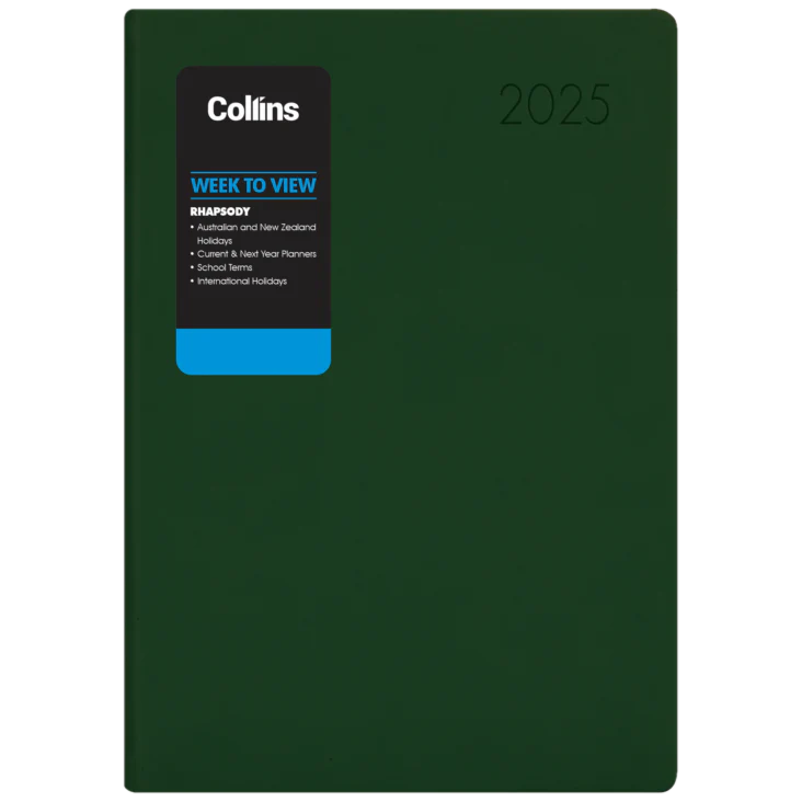 Diary 2025 Collins Rhapsody A53 Week to View Racing Green