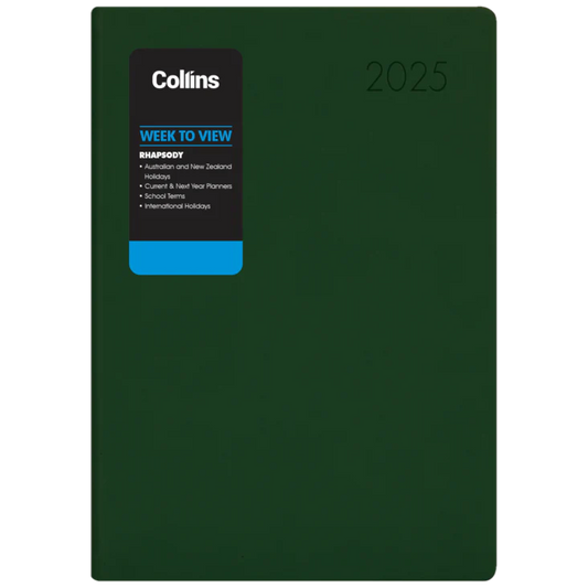 Diary 2025 Collins Rhapsody A53 Week to View Racing Green