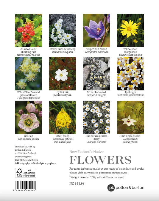 2025 Calendar New Zealand Flowers