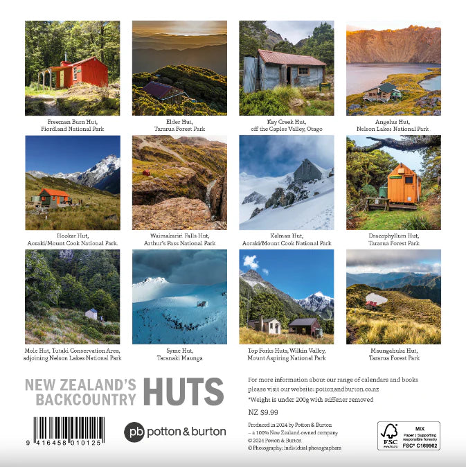 2025 Calendar New Zealand Back Country Huts