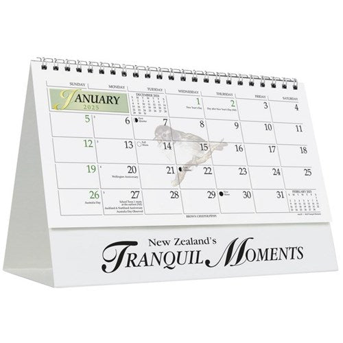 2025 Calendar New Zealand Tranquil Moments Desk