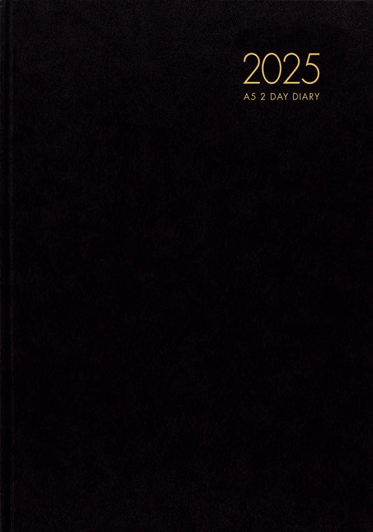 2025 Diary Milford Windsor A52 Black 2 Days Per Page