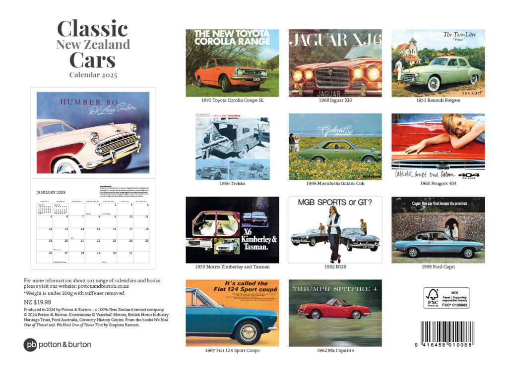 2025 Classic New Zealand Cars Calendar