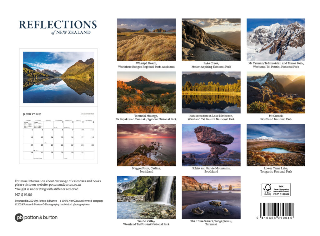 2025 Reflections Of New Zealand Calendar