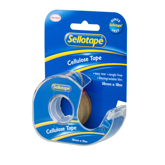 TAPE S/TAPE CELLULOSE W/DISP 18MMX10M - City Books & Lotto